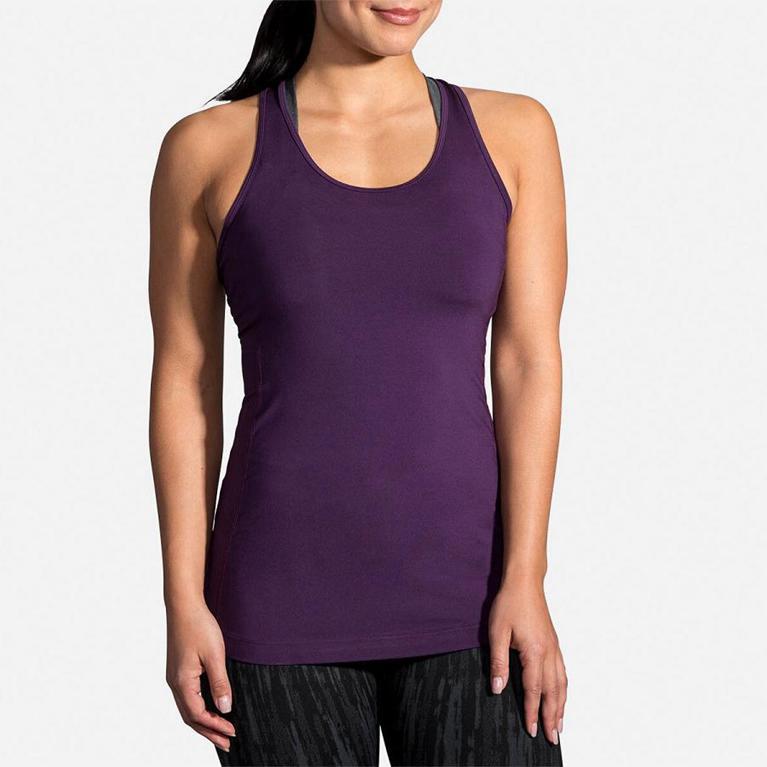 Brooks Women's PICK-UP Running Tank Top - Purple - Canada (EZAKY-3207)